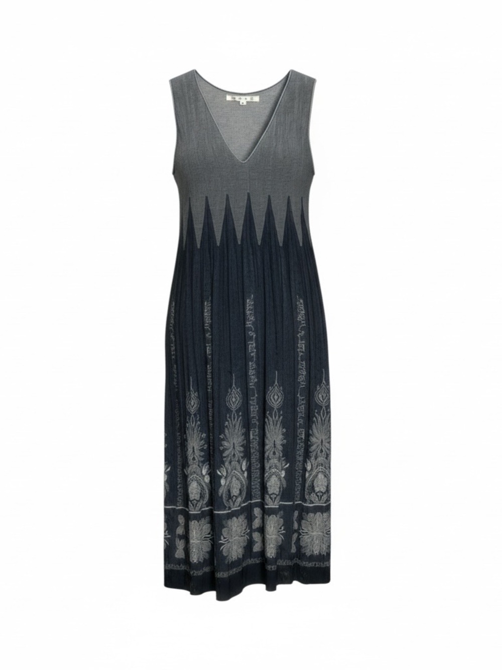 Max Studio Gray to Navy Ombre V-Neck Sleeveless Knit Maxi Dress